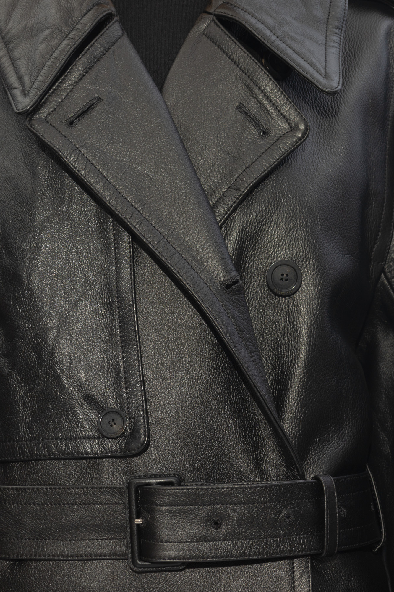 Black Leather trench coat Balenciaga - Vitkac AS